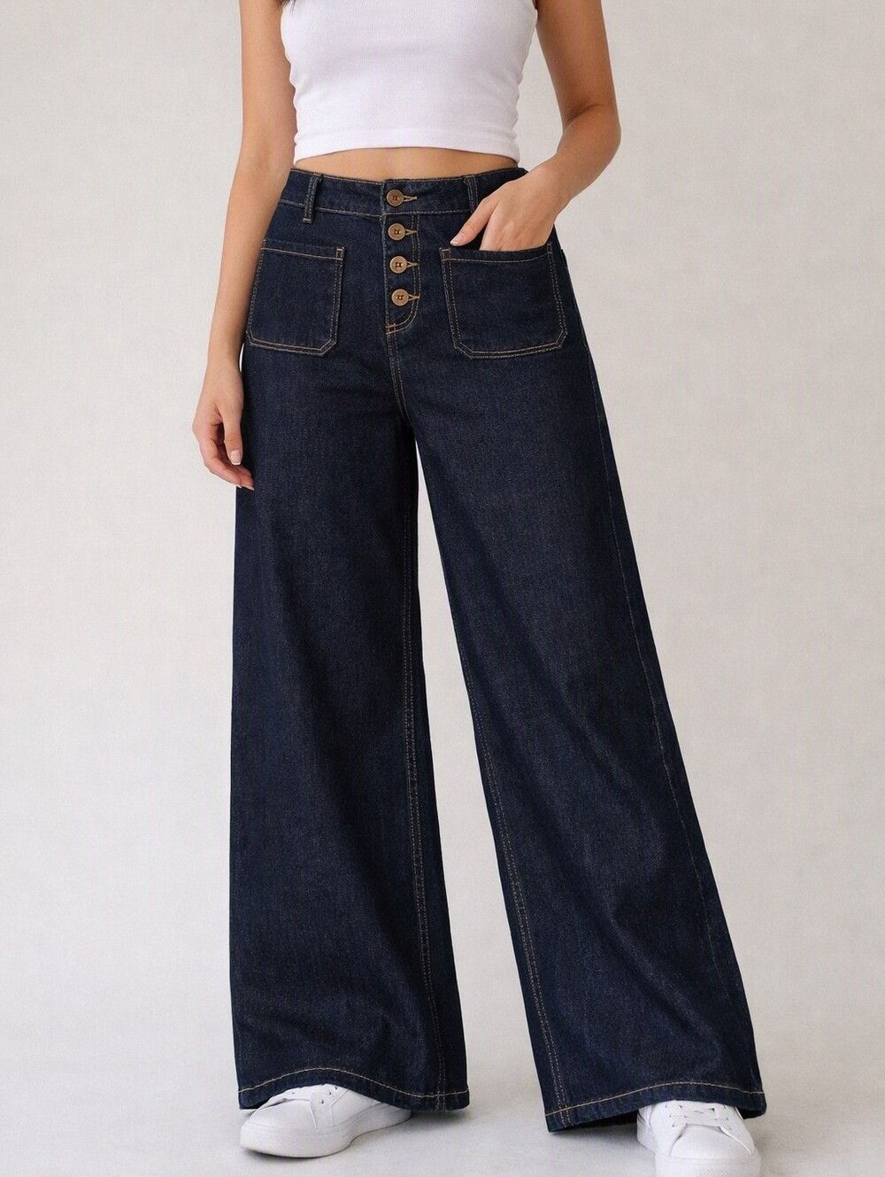 Autres Filles Jeans Women's 12 Dark Wash Wide Leg High Rise Skater